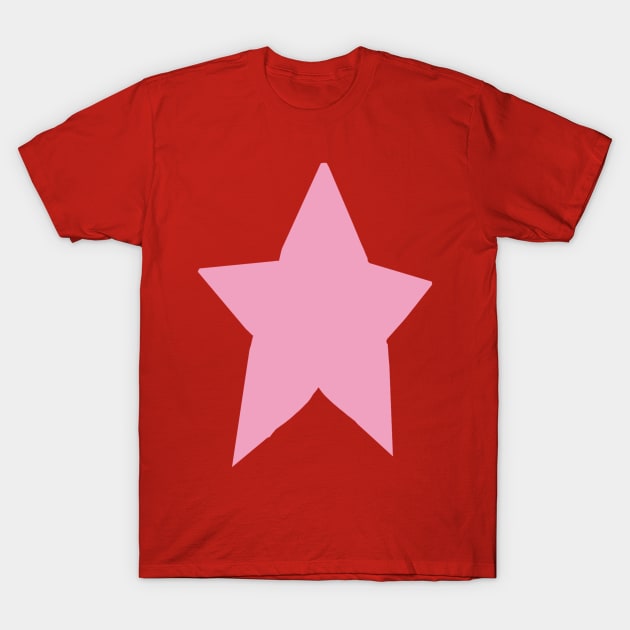 Pink Star On Red T-Shirt by ellenhenryart